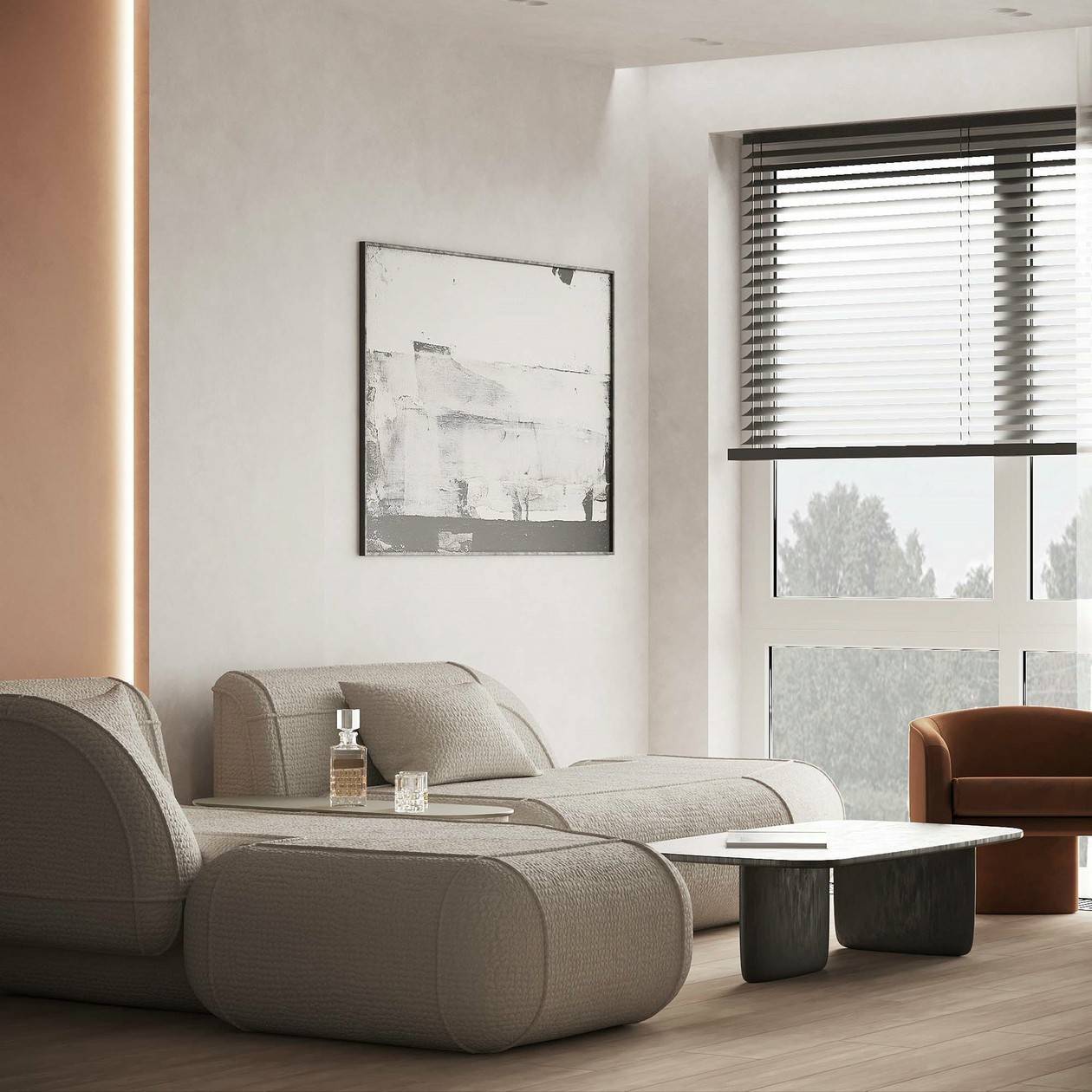 橙色小空間公寓設計，簡約且精緻！